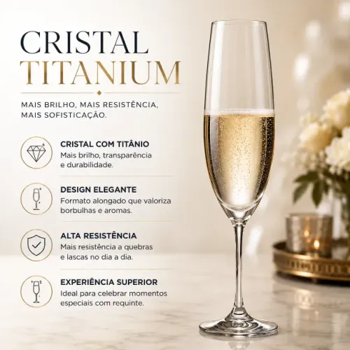 Jogo 6 Taças Champagne Cristal Gastro 220ml Bohemia Cor Incolor