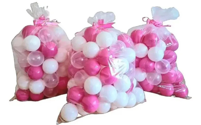 Bolinhas para piscina infantil, total 200 bolinhas rosa e branca 
