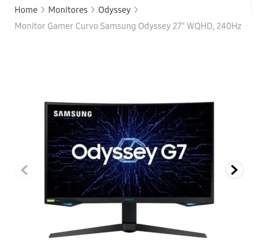 Monitor Gamer Samsung Odyssey G7 27" Curvo - 240Hz, 1ms, WQHD, QLED