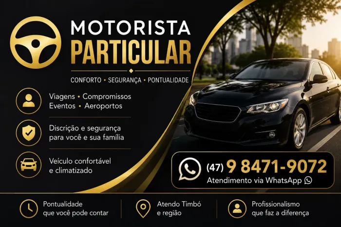 Motorista Particular em Timbó e Região 