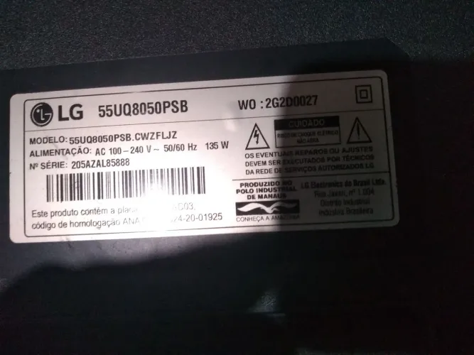 TV LG 55 polegadas com defeito