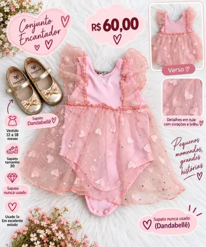 Vestido de festa e sapatilha infantil