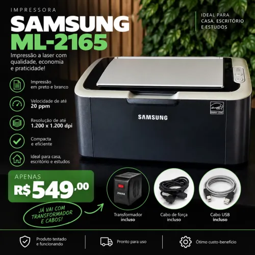 Impressora Laser Samsung ML-2165 + Transformador