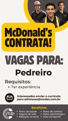 VAGA PARA PEDREIRO