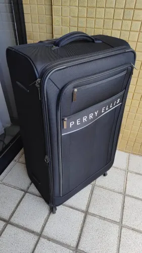 Mala de Viagem Perry Ellis Extra Grande 4 Rodas 360° Expansível - Tecido Preto