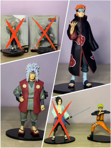Bonecos Naruto - Jiraya, Pain e Naruto + Colar Itachi Uchiha