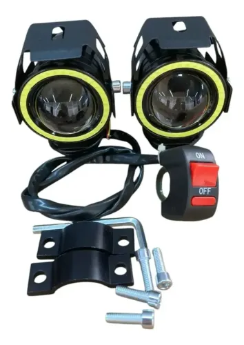 Par Farol Milha Moto Angel Eye U7 Led Auxiliar