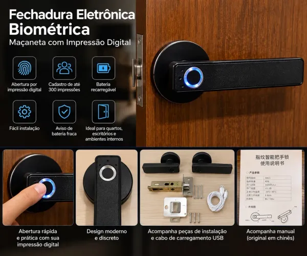Fechadura Biométrica Digital com Leitor de Impressão Digital