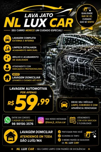 ? Lavagem Automotiva Completa | NL LUX CAR | Lavagem Domiciliar | R$ 59,99