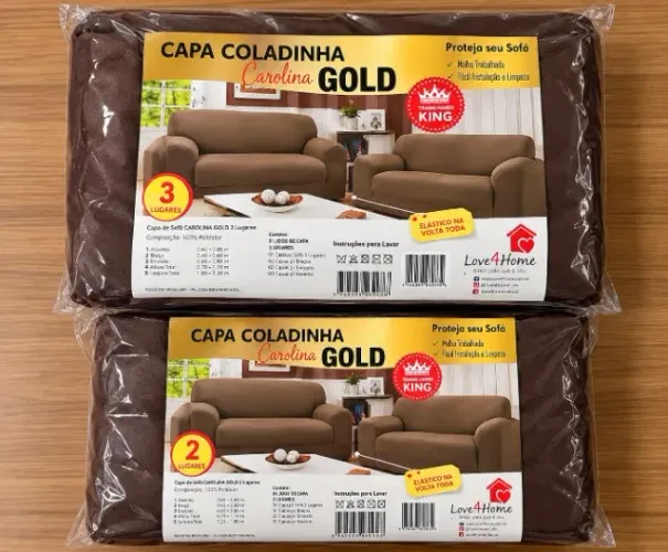 Jogo de Capas para Sofá 2 e 3 Lugares Carolina Gold (Novas na Embalagem)