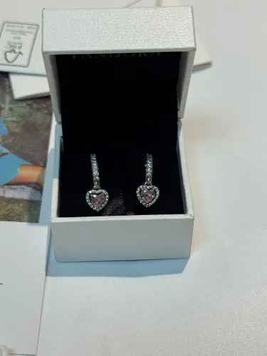 Brinco Pandora Coração 925 prata legítima 