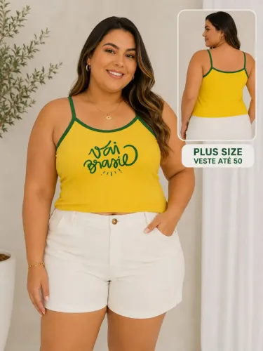 Regata Blusa Plus Size Seleção Brasileira Brasil Veste até 50