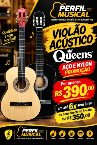 Violão acústico estudante Queens em promoção