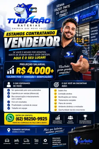 ? VAGA DE VENDEDOR | R$ 4.000+ | COMISSÃO + PLANO DE CARREIRA