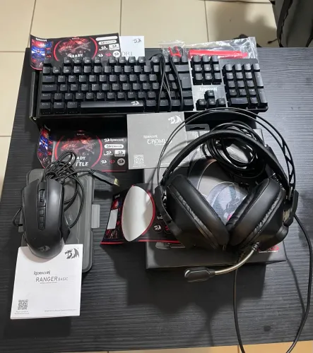 Kit Gamer Redragon (Teclado Indri + Headset + Mouse Ranger) Ótimo Estado