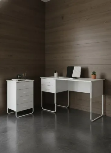 Mesa e gaveteiro Branco 