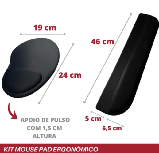 Kit Mouse Pad Ergonômico + Apoio Ergonômico Teclado 