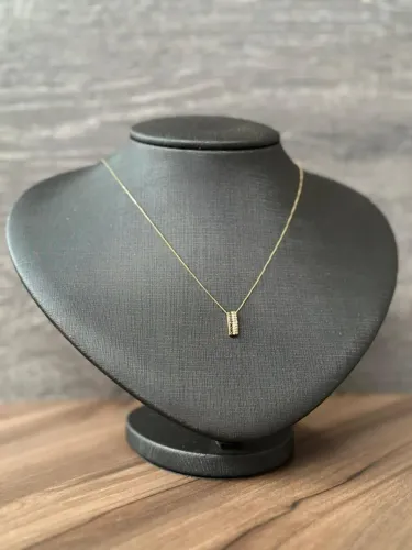 Corrente / Colar Ouro 18k com Pingente Barrinha Tricolor 1.8g