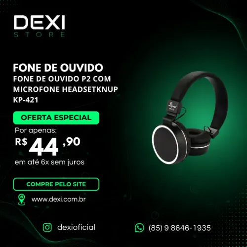 Fone de Ouvido Headset Dobrável P2 com Microfone KP-421