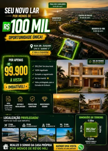 Vendo terreno com 392m2  de frente para Est. Imburo no Bairro Ajuda no Lot. Mac Paradiso