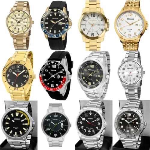 Relógio masculino, novos. Originais. Valor varia de 180,00 a 270,00 reais.
