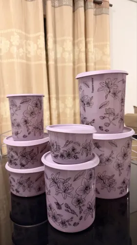 Tupperware Instantâneas Slim Floral Lilás Kit com 7