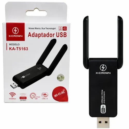 Adaptador USB Wi-Fi X-CROM KA-T6189 5dBi Antena Dupla (Novo)