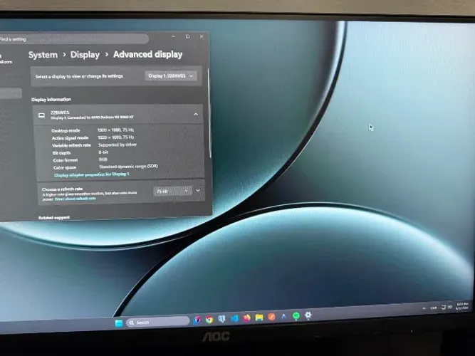 MONITOR AOC B1 21.5" LED 6,5MS 75HZ FHD LOWBLUE MODE/FLICKERFREE VGA/HDMI, 22B1HM5