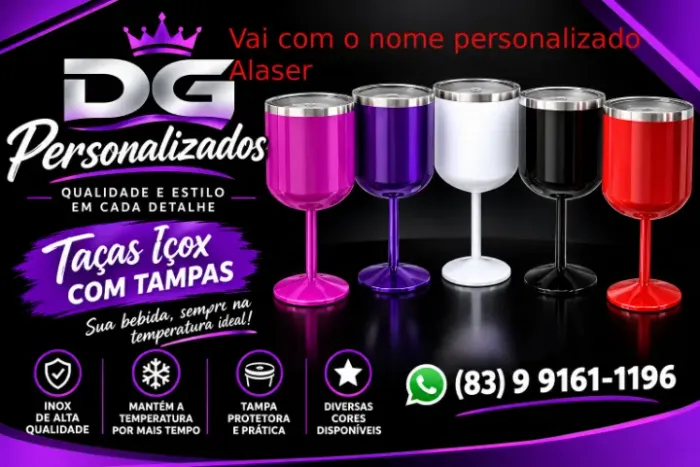 taças inox com tampa personalizadas alaser vai com seu nome o com a sua logo