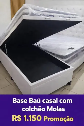 Base baú casal + colchão casal molas clássic