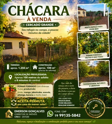Chácara a venda em Itapira