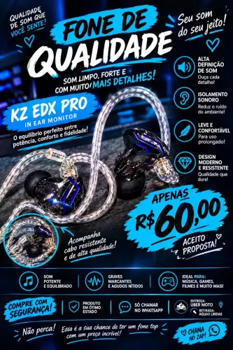 FONE KZ EDX PRO ? R$ 60,00! ?