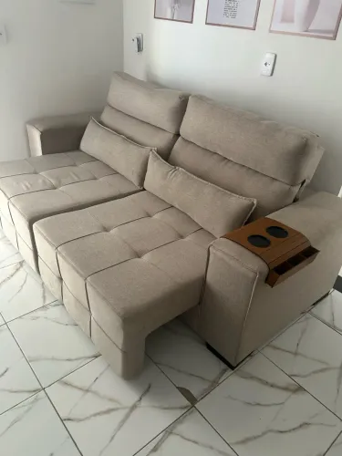 Sofá retrátil em Linho - alto luxo 2,20 metros Bege