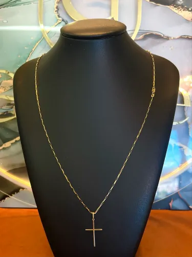 Cordão de ouro tijolinho 5g com pingente novo ( LOJA )