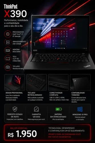 Notebook professional corporativo Thinkpad i7 SSD 256 aceito cartão
