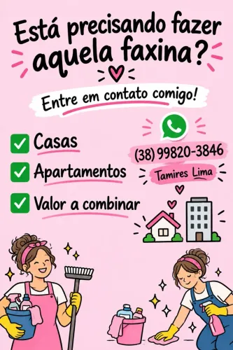 Faço faxina, entra em contato comigo!