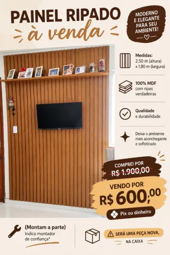PAINEL RIPADO 1,80 LARGURA 2,50 ALTURA 100% MDF COM RIPAS VERDADEIRAS