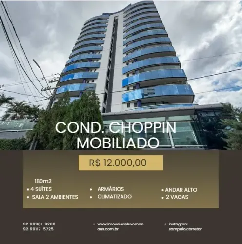 Apartamento com 4 suítes, Edifício Chopin 180M2 2 VAGAS