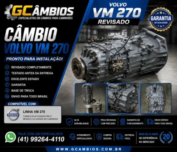 Câmbio Volvo VM 270 Revisado | Garantia | Base de Troca