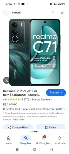 VENDO CELULAR A71 REALME TUDO NOVO