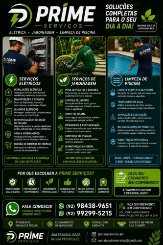 PRIME SERVIÇOS - Jardim, Piscina, Elétrica e Manutenção