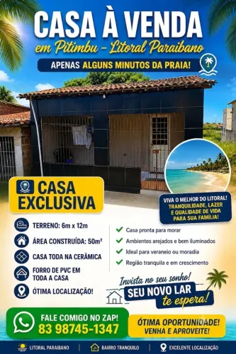CASA NA PRAIA DE PITIMBU.