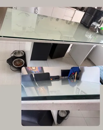 Mesa Branca Vidro Grosso Tok Stok