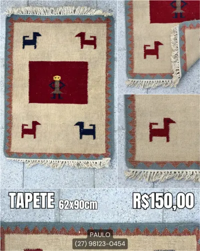 Tapete Pequeno Bege Vinho Paquistanes