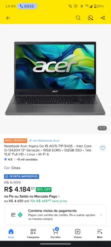 NOTEBOOK ACER ASPIRE GO 15 AG15-71P-5405