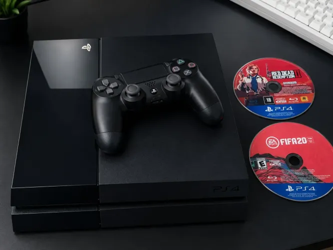 PS4 Fat 500GB + Controle Original + 2 Jogos | Completo