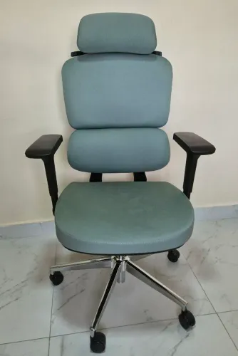 Cadeira de Escritorio Comfy Clarity Lite Tecido verde, Braço 4D, Assento Deslizante.