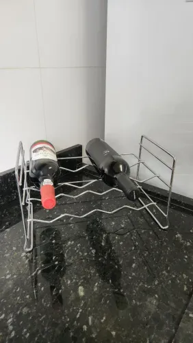 Suporte De Vinhos Mini Adega Horizontal Empilhável 8 Garrafa Cromado