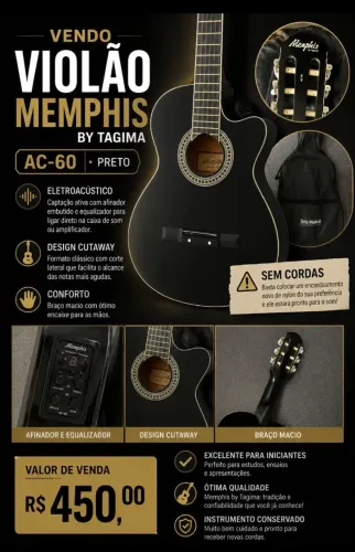 VIOLÃO MEMPHIS BY TAGIMA AC-60 (PRETO)