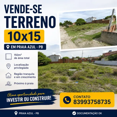 TERRENO EM PRAIA AZUL - PB